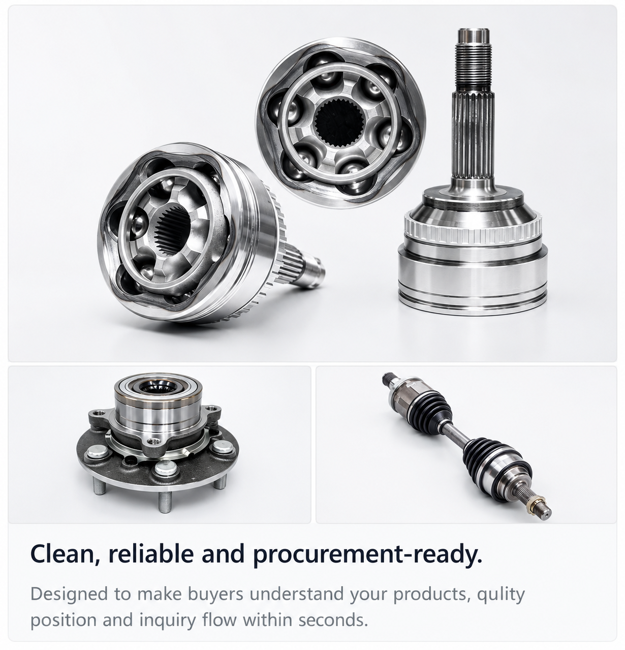 Premium CV joints, drive shaft and wheel hub bearing product layout by LUNACO JAPAN